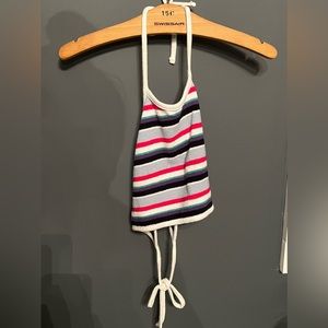 Open Back Knit Halter Crop Top